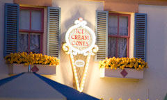 Sign for Main Street Cone Shop, hosted by Nestle Ice Cream