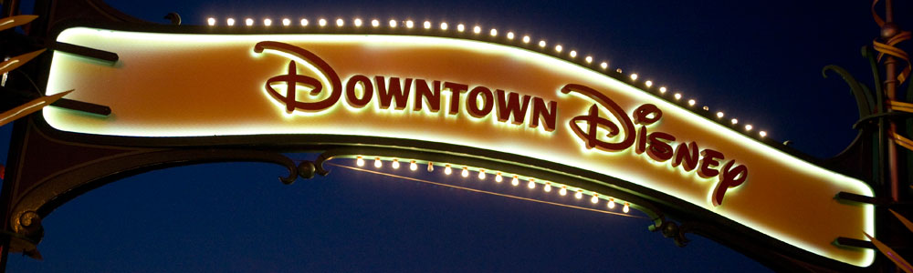 Downtown Disney Sign at Night