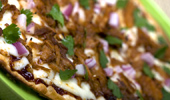 Close up of large pizza
