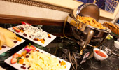 Cheese plates and hot dishes.