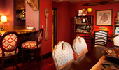 View from dining table to kitchen area.