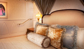 The view from inside the canopied bed.