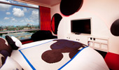 Furniture and decorative elements make the shape of Mickey's head.