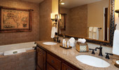 Vanity and tub in natural colors.