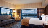 Bed and sleeper sofa in a spacious, corner 2-Bedroom Suite
