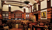 Wide shot of the Art Deco designed reading room