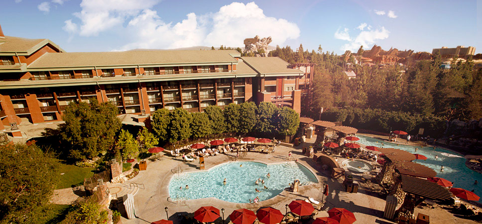 Wide aerial shot of the pool area