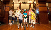 Families with kids have fun on the scavenger hunt.