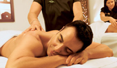 A couple receives a relaxing massage.