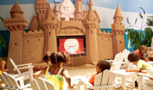 Inside Disney's Paradise Pier Hotel's Paradise Theater, there's a sandcastle TV set.